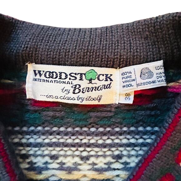 Vintage Fair Isle Nordic Sweater Size 38 Button Front Cardigan Wool Woodstock - Picture 2 of 15